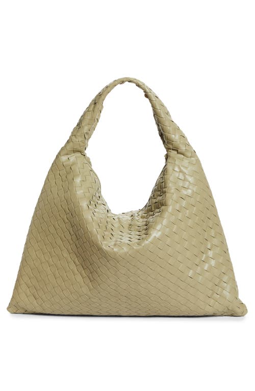 Shop Bottega Veneta Large Hop Intrecciato Leather Hobo Bag In 2929 Travertine-muse Bra