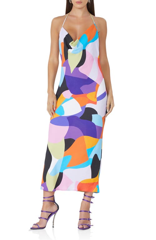 AFRM Rowland Print Halter Maxi Dress in Abstract Color Block