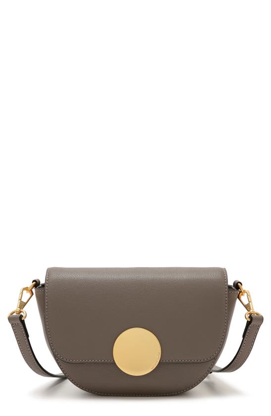 Shop Oryany Lottie Leather Saddle Crossbody Bag In Grey