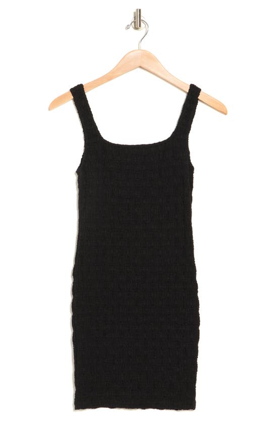 Elodie Square Neck Textured Minidress In Black | ModeSens