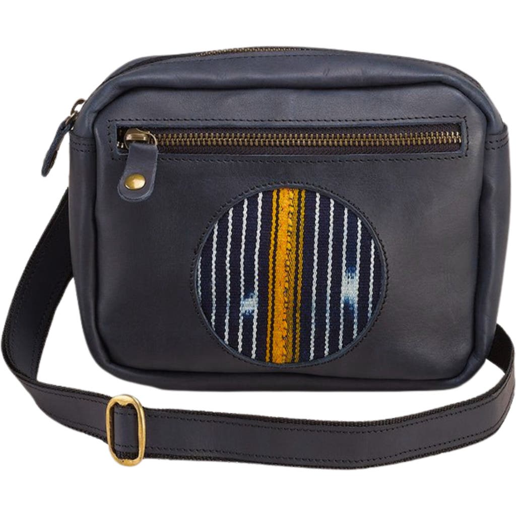 Sarep + Rose Heli Convertible Leather Crossbody Belt Bag In Navy Baoule