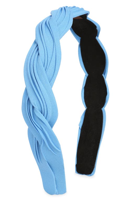 Braided Pleated Skinny Headband in Blue