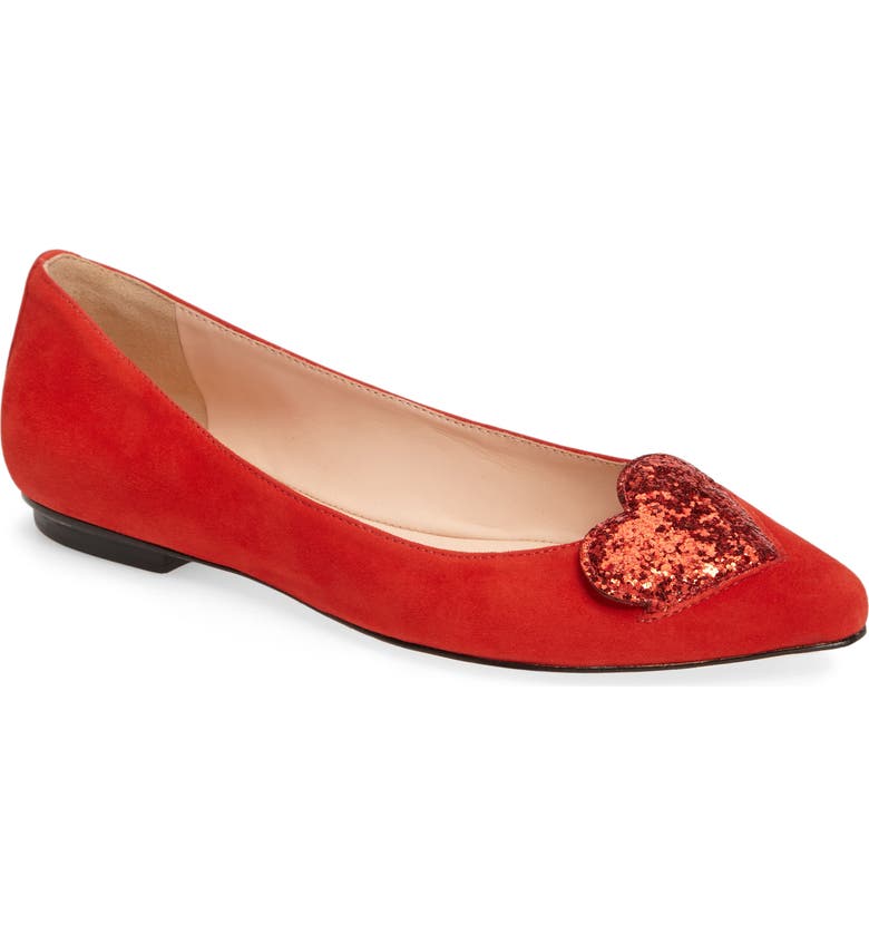 KATE SPADE NEW YORK eden sequin heart flat, Main, color, MARASCHINO RED