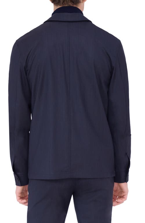 Shop Bugatchi Zip-up Stretch Wool Travel Jacket In Navy