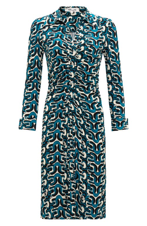 Shop Dvf Diane Von Furstenberg Sheska Geo Print Ruched Shirtdress In Interlock