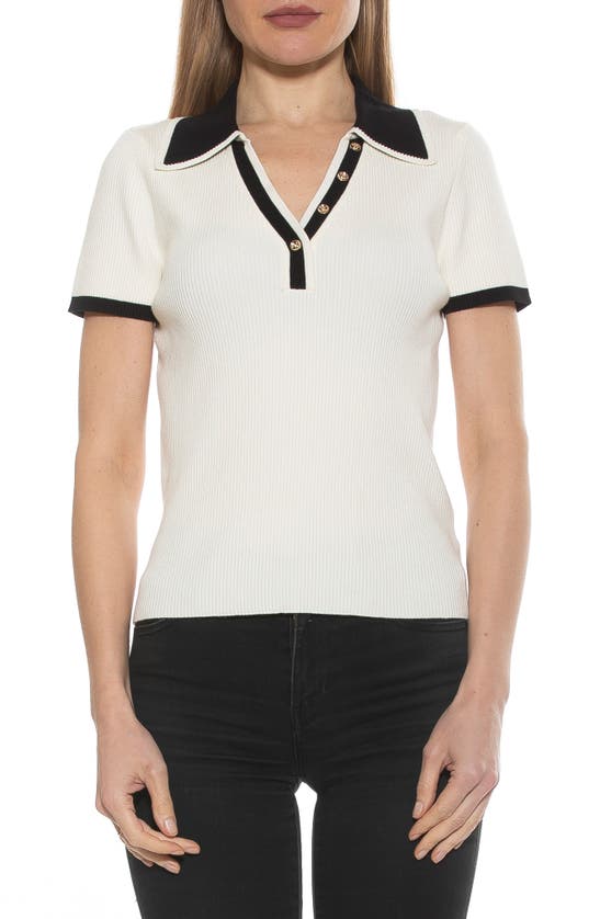 Alexia Admor Alice Short Sleeve Polo In Ivory Multi