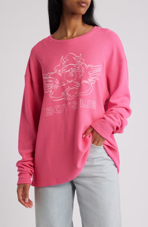 BOYS LIE Don't Test Me Thermal Knit Top in Pink 