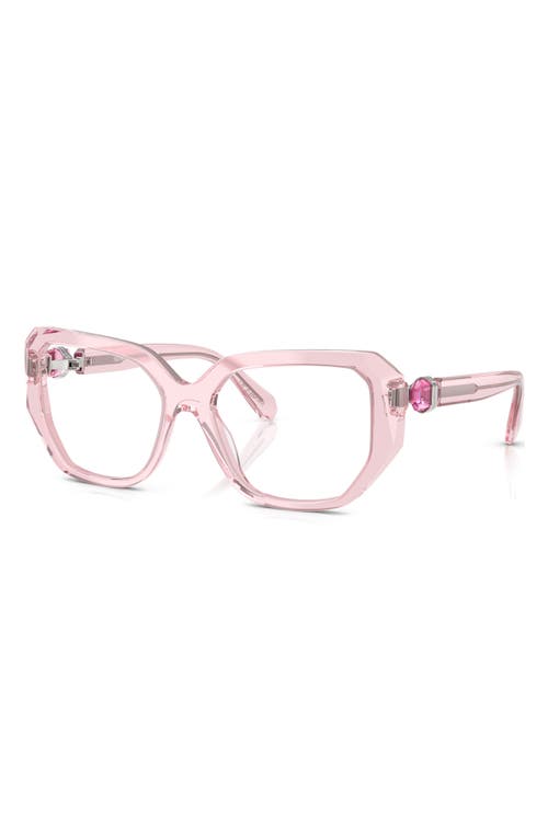Swarovski 55mm Geometric Optical Glasses In Trans Pink