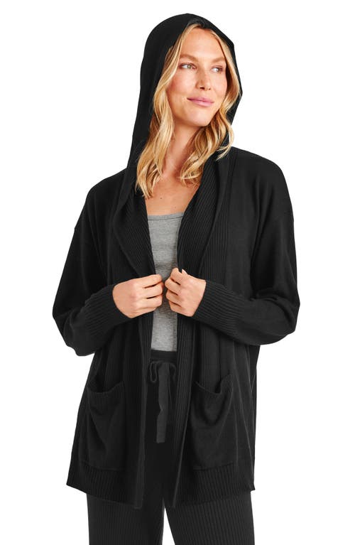 Shop Splendid Georgie Hoodied Cardigan In Black