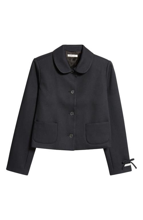 Shop Sandy Liang Ditto Crop Jacket In Navy