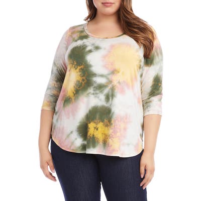 Plus Size Karen Kane Tie Dye Top, Pink