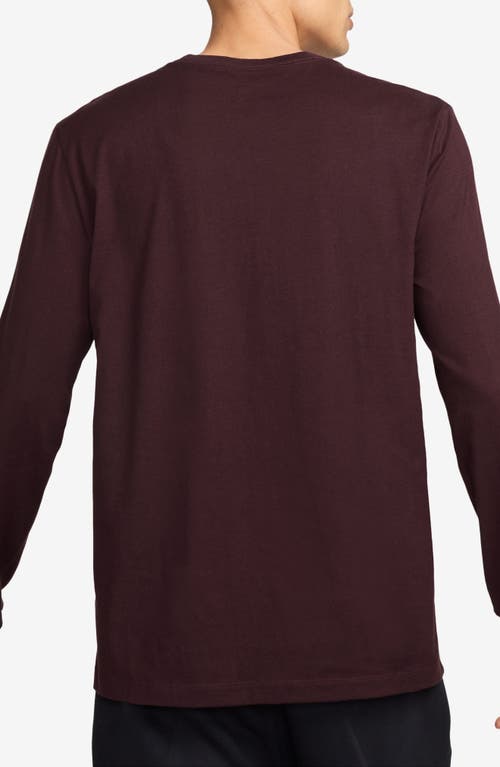 Shop Nike Sportswear Club Long Sleeve T-shirt In Burgundy Crush