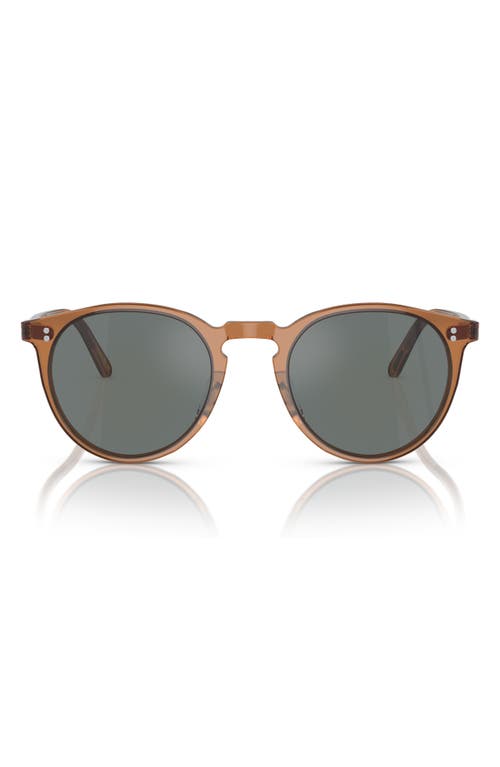 Shop Oliver Peoples O'malley 48mm Round Sunglasses In Carob/regal Blue