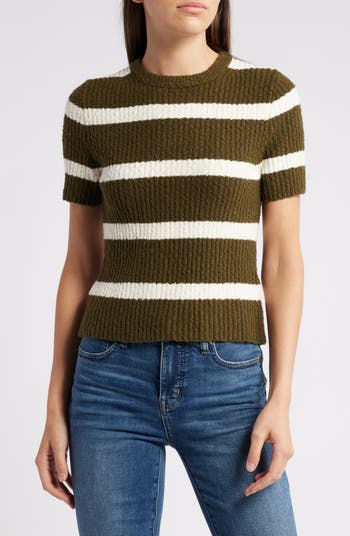 Madewell Stripe Bouclé Knit Crewneck Sweater Top | Nordstrom