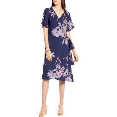Petite Halogen Wrap Dress, Blue