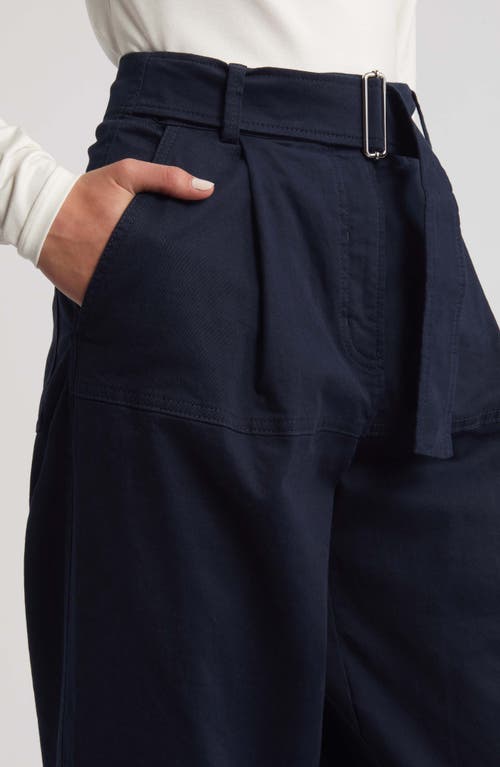 Hugo Boss Boss Takane Belted High Waist Crop Pants In Sky Captain