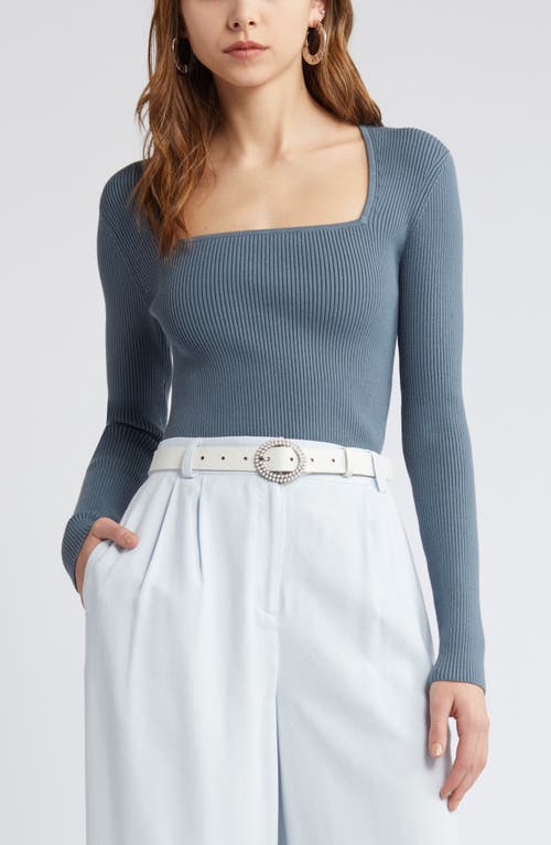 Open Edit Luxe Sculpt Square Neck Long Sleeve Top at Nordstrom,