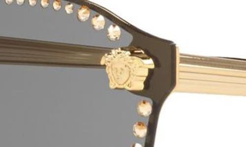 Shop Versace 42mm Shield Sunglasses In Gold/dark Grey