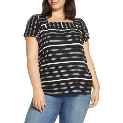 Plus Size Vince Camuto Waterline Square Neck Top, Black