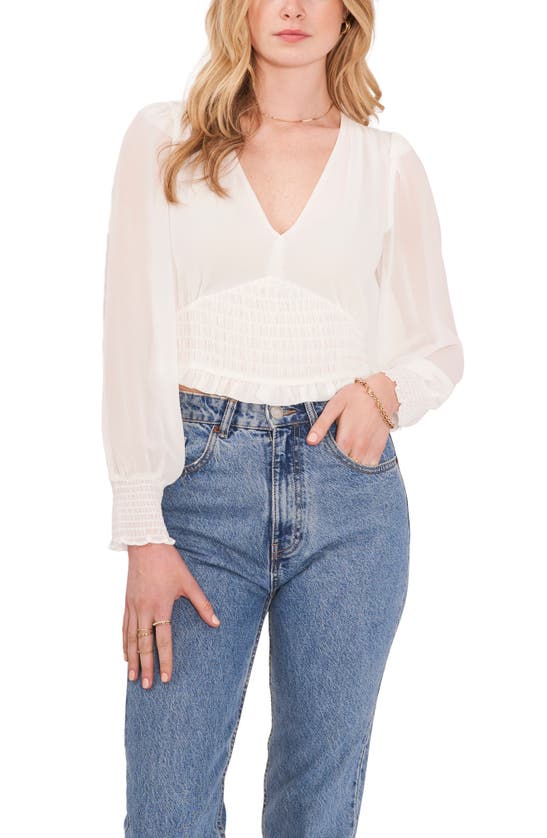 1.state Smocked Waist Top In White
