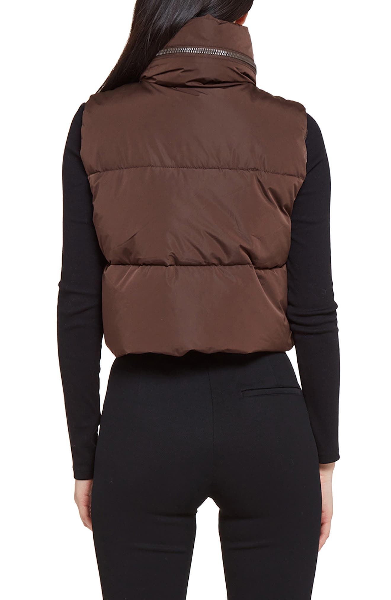 Apparis Water Resistant Crop Puffer Vest in Espresso at Nordstrom, Size X-Small