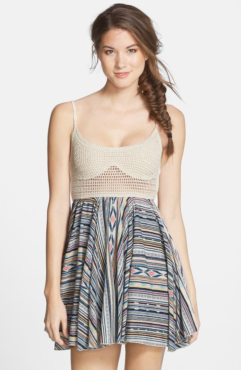 Surf Gypsy Crochet & Tie Dye Cotton Cover-Up Dress | Nordstrom