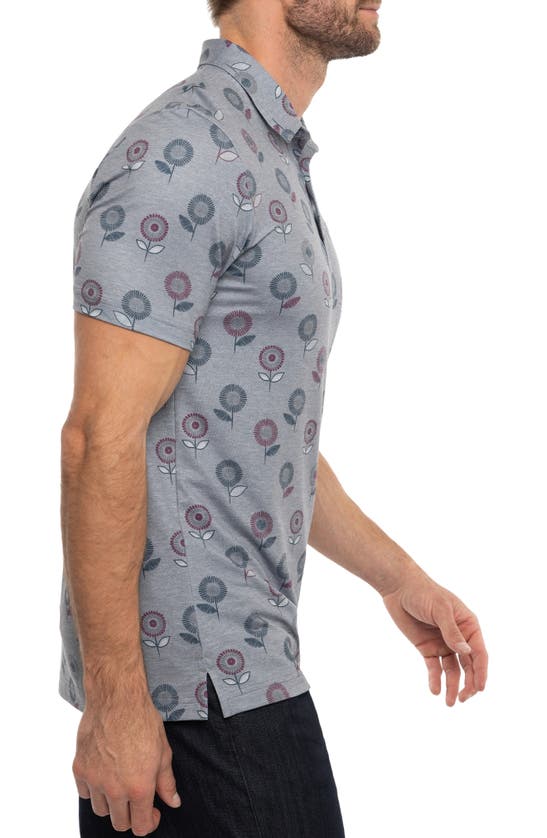 Travismathew Preboarding Floral Piqué Polo In Heather Med Grey