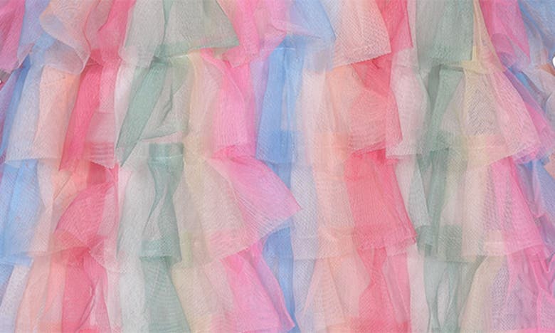 Shop Iris & Ivy Kids' Stripe Ruffle Trapeze Party Dress In Pink Multi