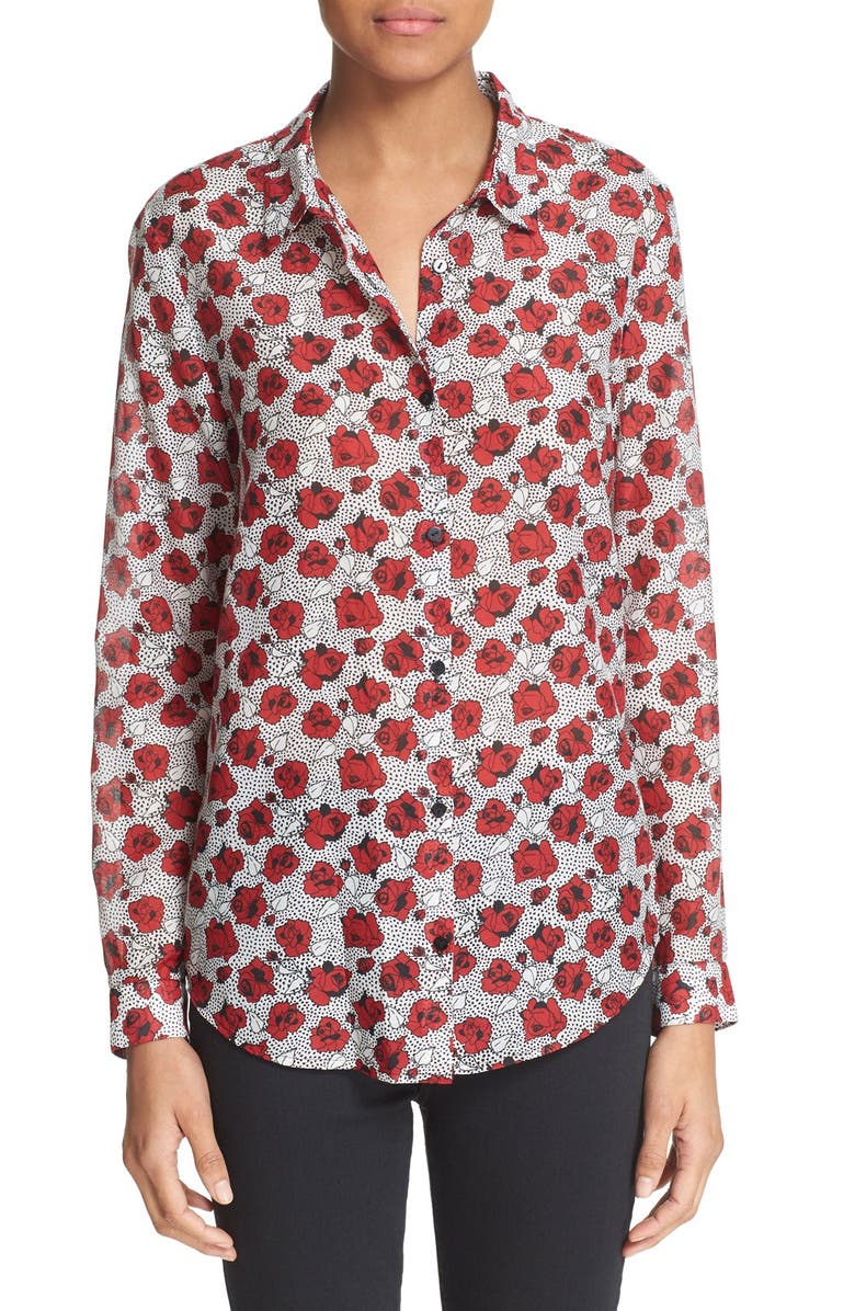 The Kooples Rose Print Cotton & Silk Shirt | Nordstrom