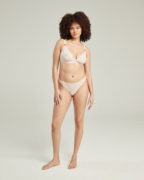 Nudea The Sheer Deco High Leg Brief In Blush Pink