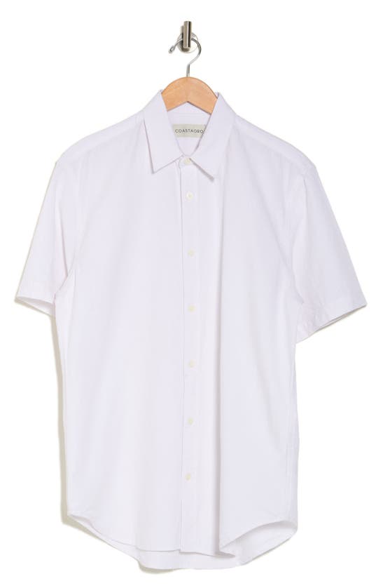 Shop Coastaoro Aarav Short Sleeve Linen Blend Button-up Shirt In White