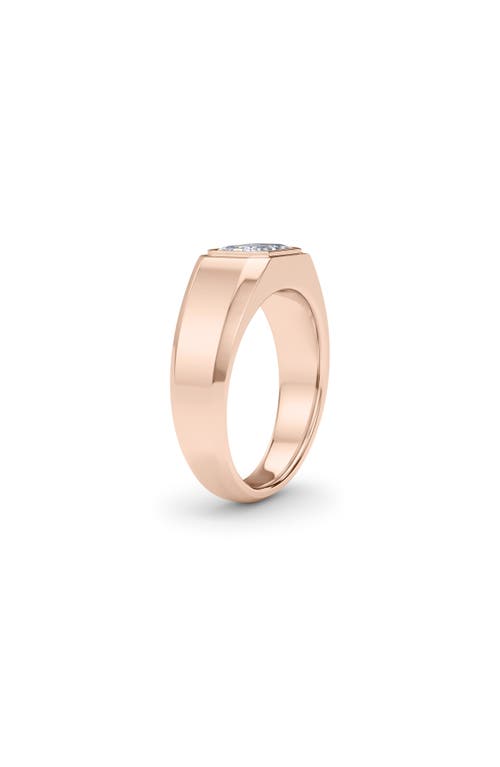 Hautecarat Emerald Cut Lab Created Diamond Signet Ring In 2.50 Ctw 18k Rose Gold