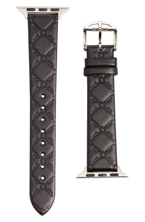 Ted Baker London Quilted Leather Apple Watch® Watchband In Black
