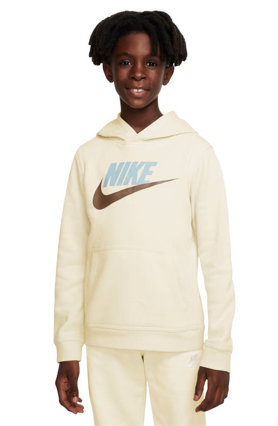Nike Sportswear Club Fleece Big Kids' Pullover Hoodie In Coconut Milk/ Cacao/ Ocean