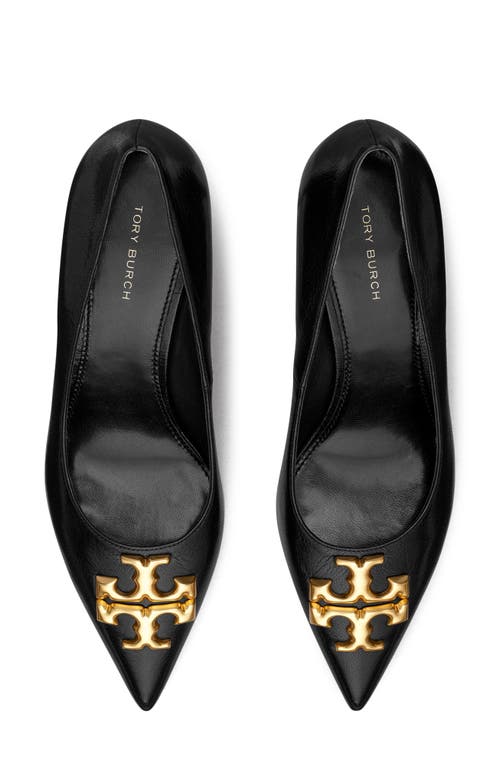 Tory Burch Eleanor Pointed Toe Pump In Perfect Black/rolled Gold