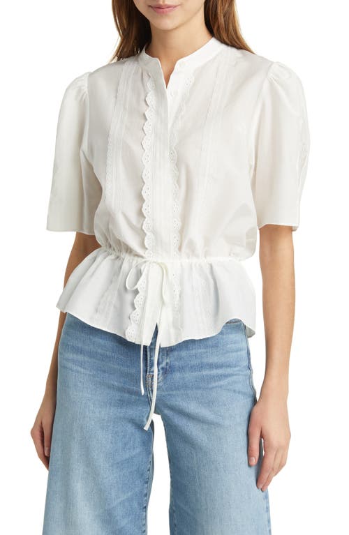 FRAME Cotton & Silk Drawstring Waist Top Cream at Nordstrom,