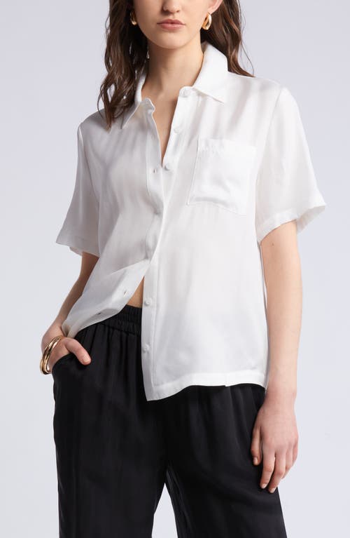 Nordstrom One Pocket Short Sleeve Button-Up Shirt in Ivory Cloud 