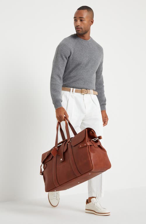 Shop Brunello Cucinelli Grained Calfskin Bag In Copper