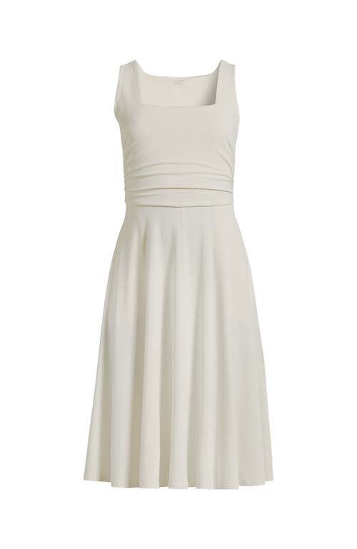 Shop Lands' End Cupro Fit And Flare Sleeveless Dress In Ivory