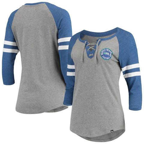 Women's New Era Aqua Miami Dolphins Throwback Raglan Lace-Up T-Shirt