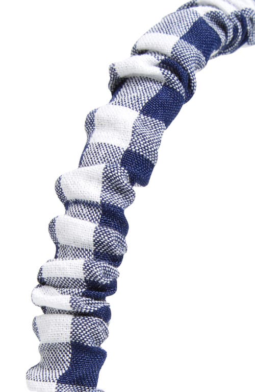 Lele Sadoughi Jessie Gingham Slim Headband In Navy