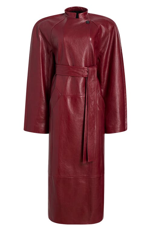 Shop Khaite Rothen Oversize Lambskin Long Coat In Oxblood