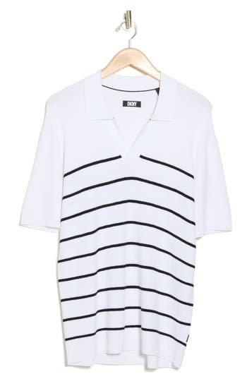 Shop Dkny Sportswear Dkny Maren Stripe Sweater Polo In White