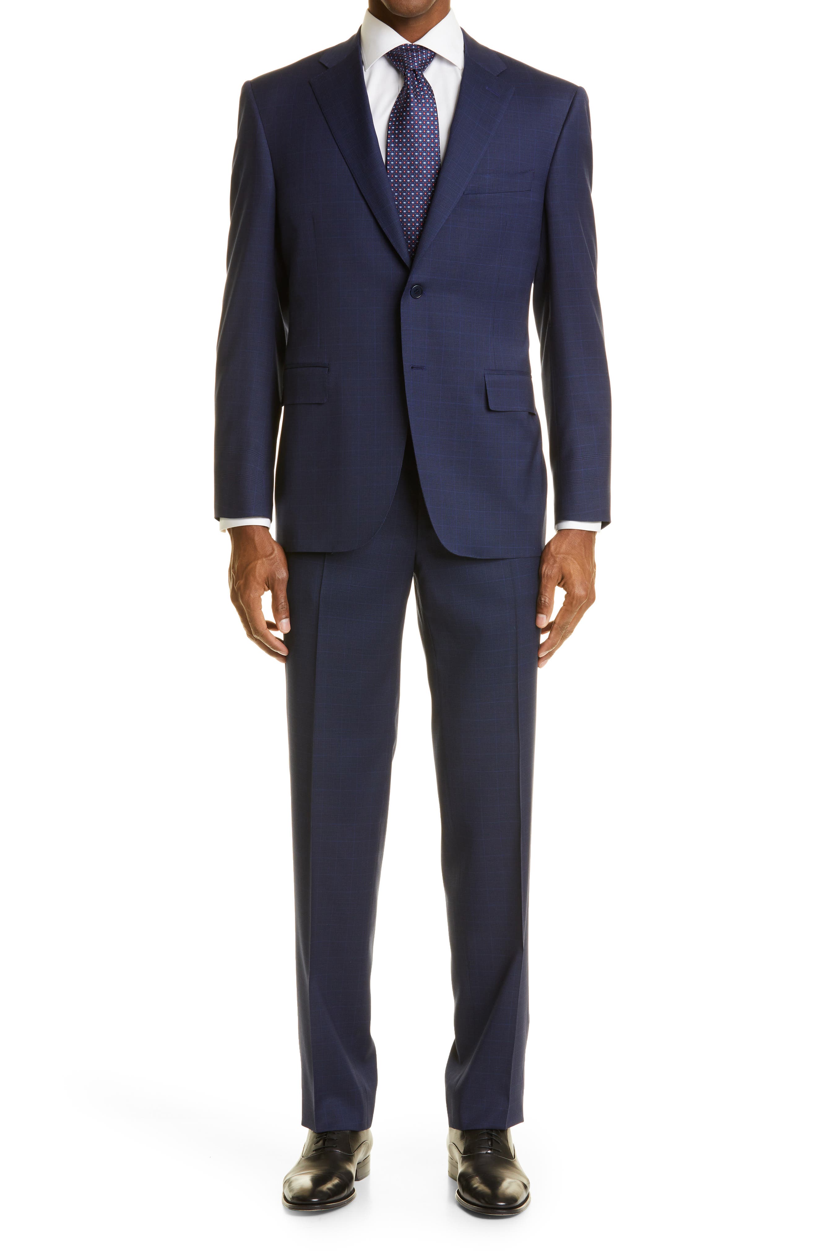 mens navy plaid suit