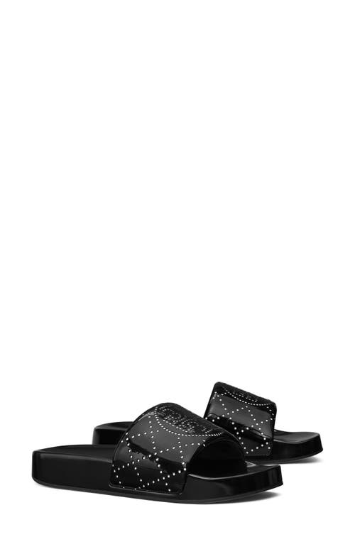 Shop Tory Burch Double T Pool Slide Sandal In Nero/nero