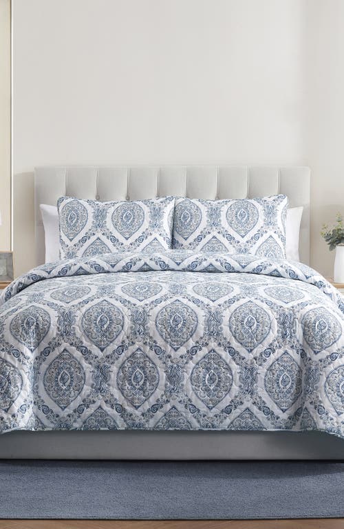 Vcny Home Sea Damask 3-piece Quilt Set In Blue/multi
