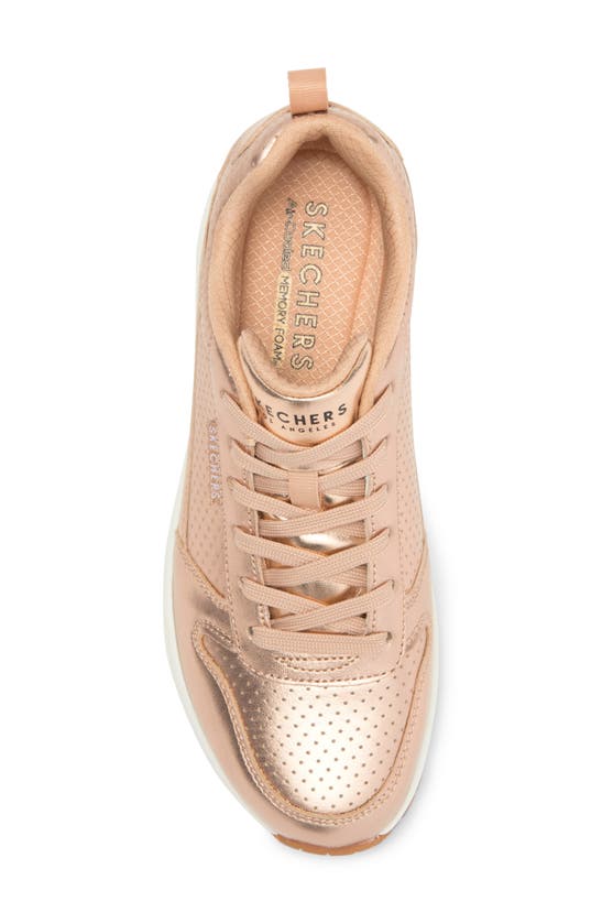 Shop Skechers Uno Metallixs Wedge Sneaker In Rose Gold