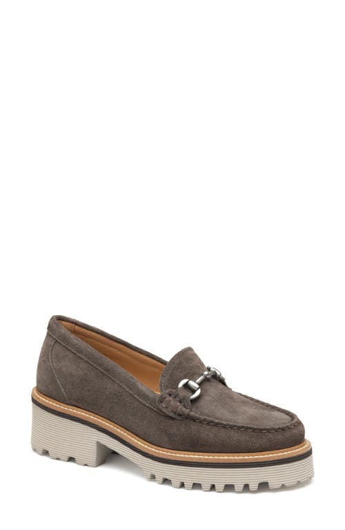 Shop Johnston & Murphy Emmalynn Lug Sole Bit Loafer In Dark Gray Suede