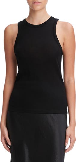Ribbed-knit tank top in black - Vince