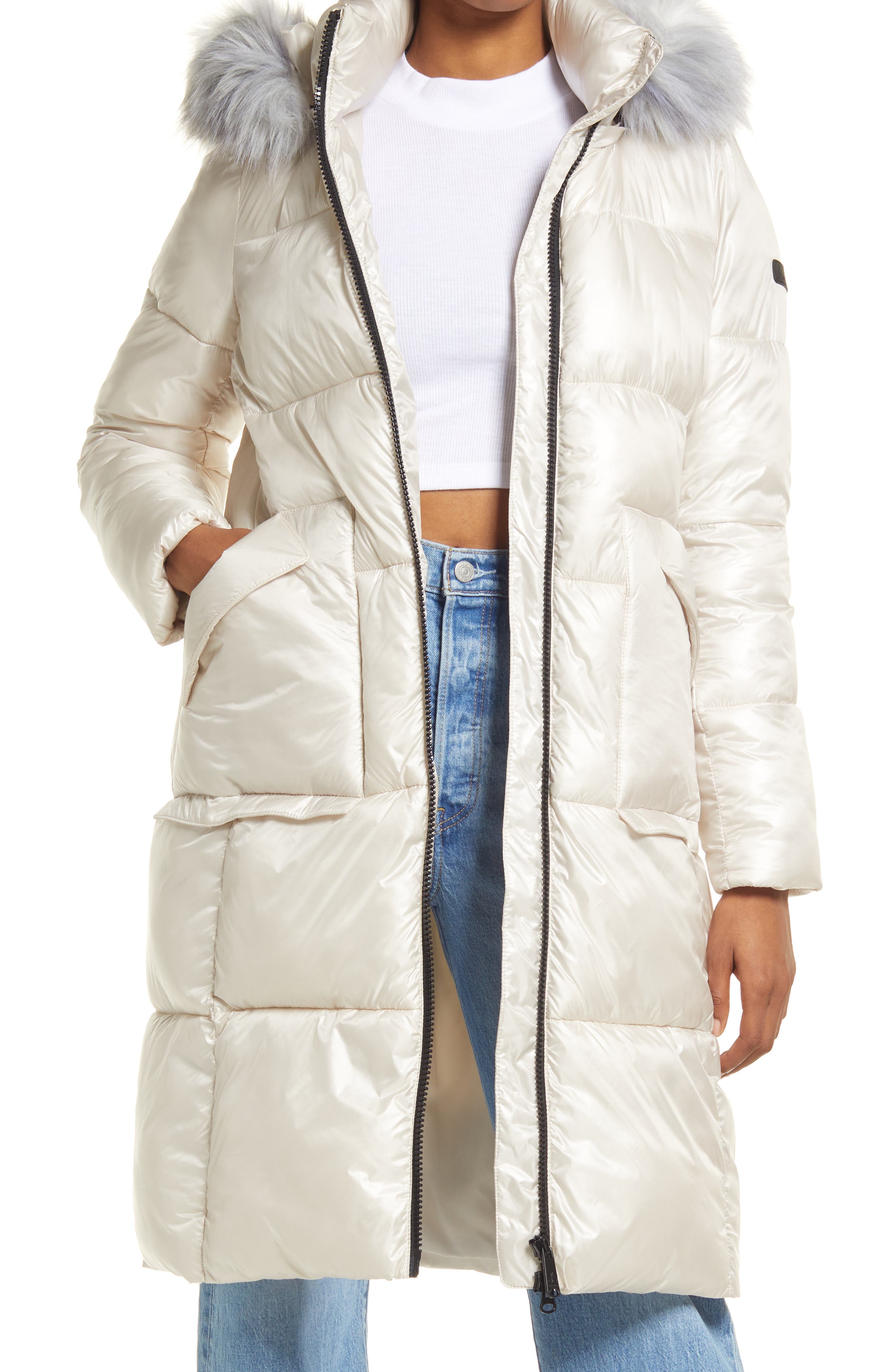 sam edelman water repellent faux fur trim puffer jacket